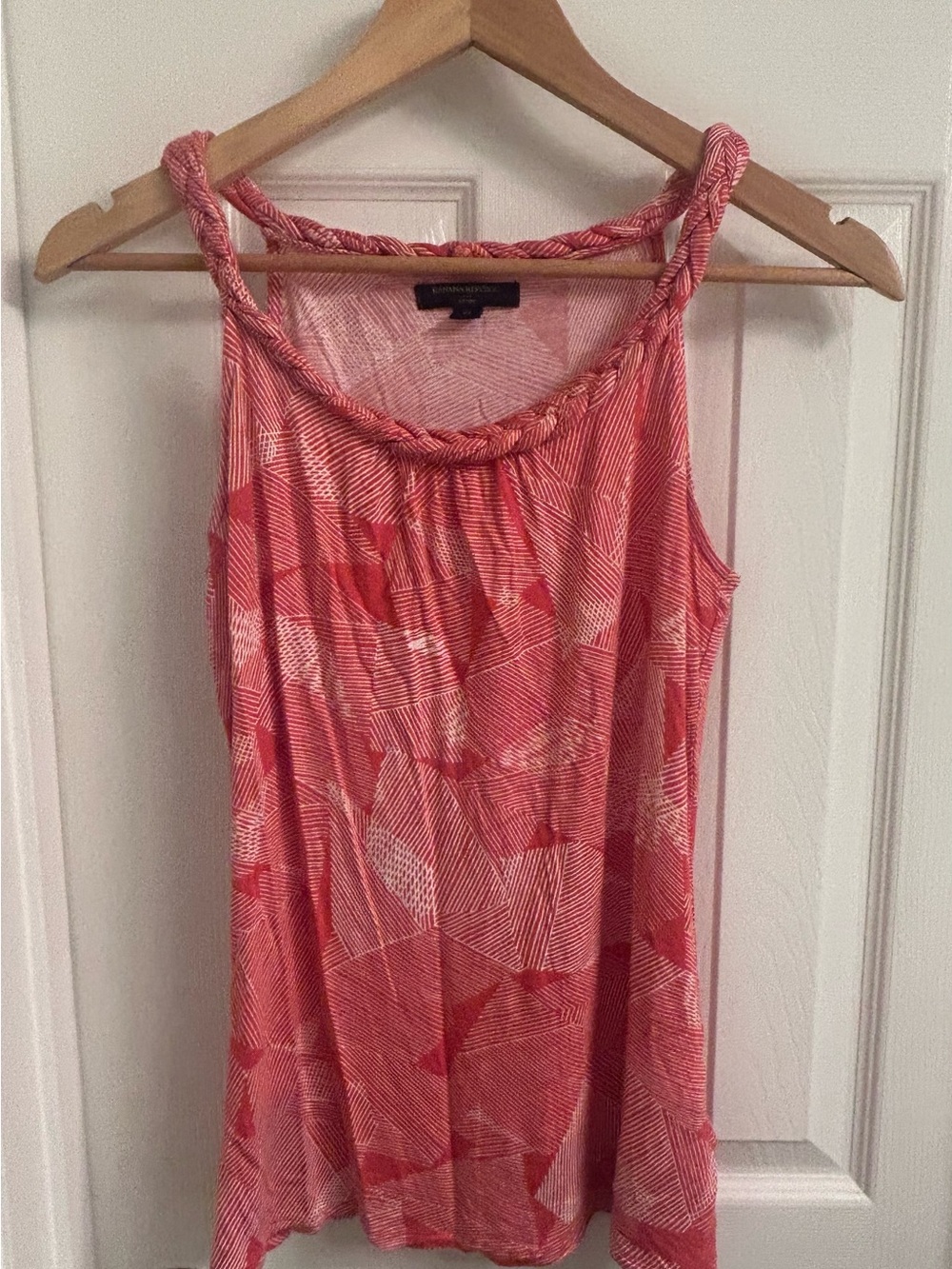 Banana Republic Petite XS Red/orange Geometric Print Braided Strap Tank Top